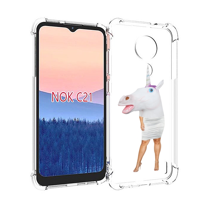 

Чехол MyPads голова-единорога для Nokia C21, Прозрачный, Tocco