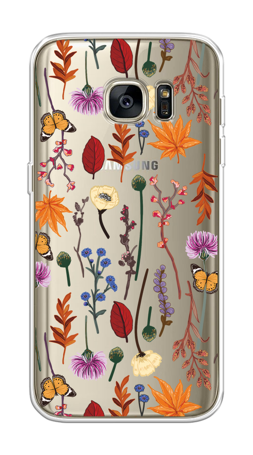 

Чехол на Samsung Galaxy S7 "Orange Purple flowers", Оранжевый;красный;розовый;желтый;прозрачный, 24550-1