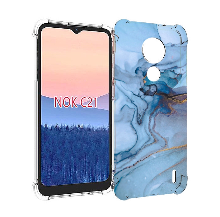 

Чехол MyPads голубой мрамор для Nokia C21, Прозрачный, Tocco