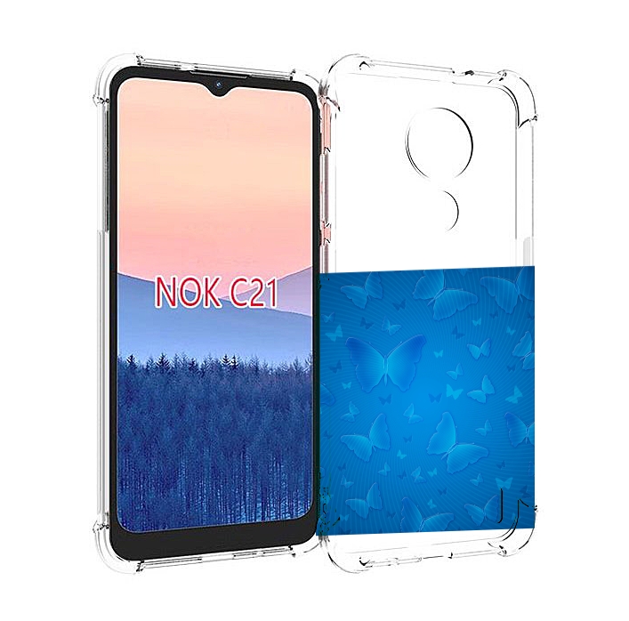

Чехол MyPads голубые-бабочки для Nokia C21, Прозрачный, Tocco