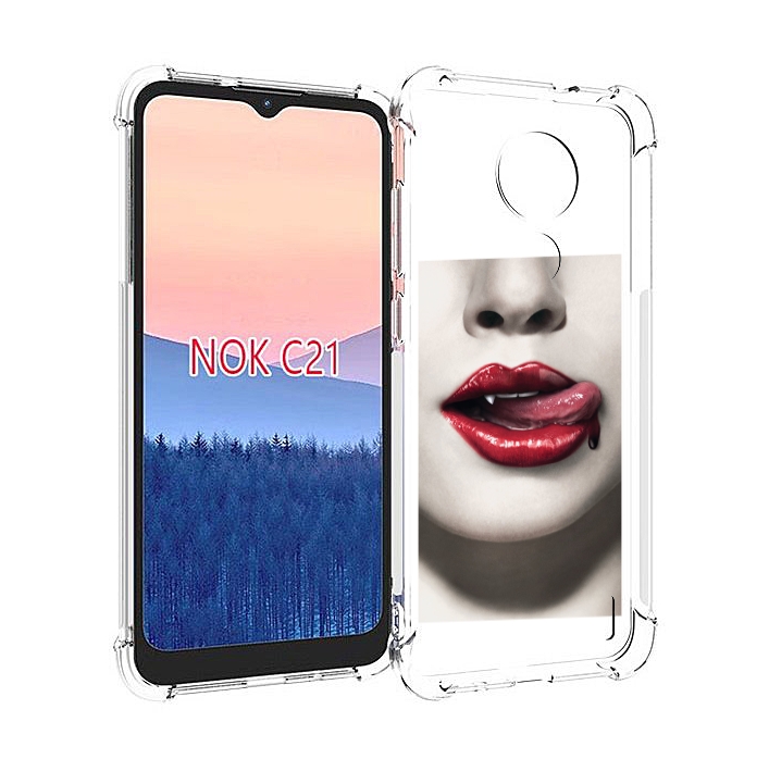 

Чехол MyPads губы-вампирши для Nokia C21, Прозрачный, Tocco