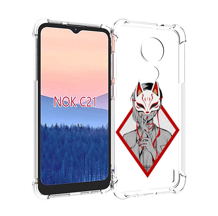 

Чехол MyPads девушка в маске япония для Nokia C21, Прозрачный, Tocco