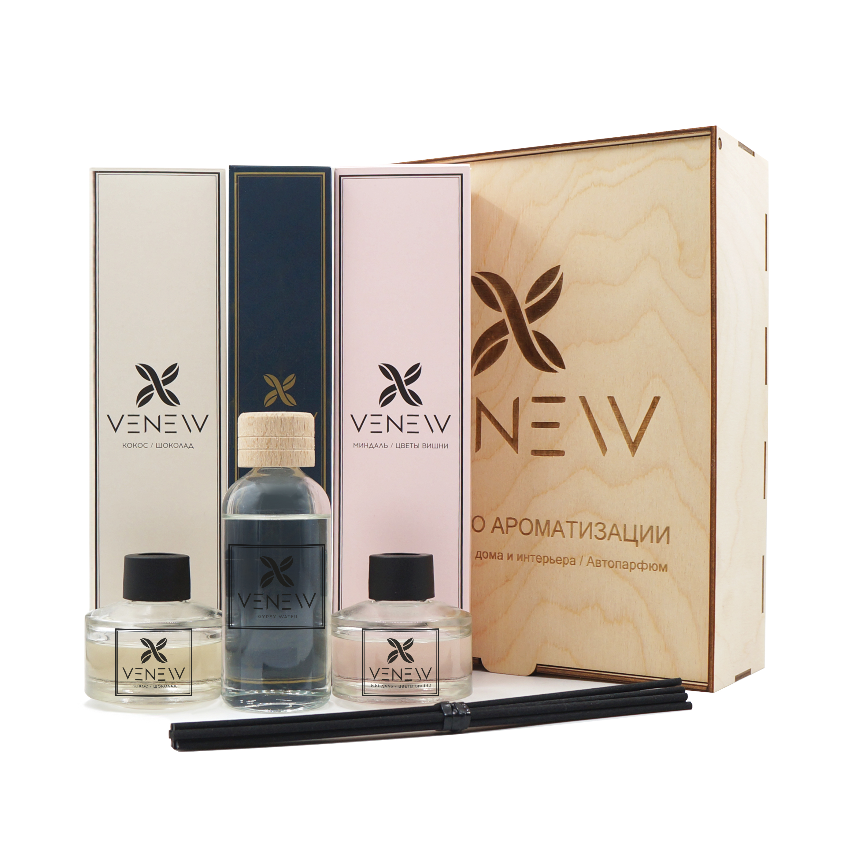 

Аромадиффузор VENEW подарочный набор в деревянном боксе, BOX
