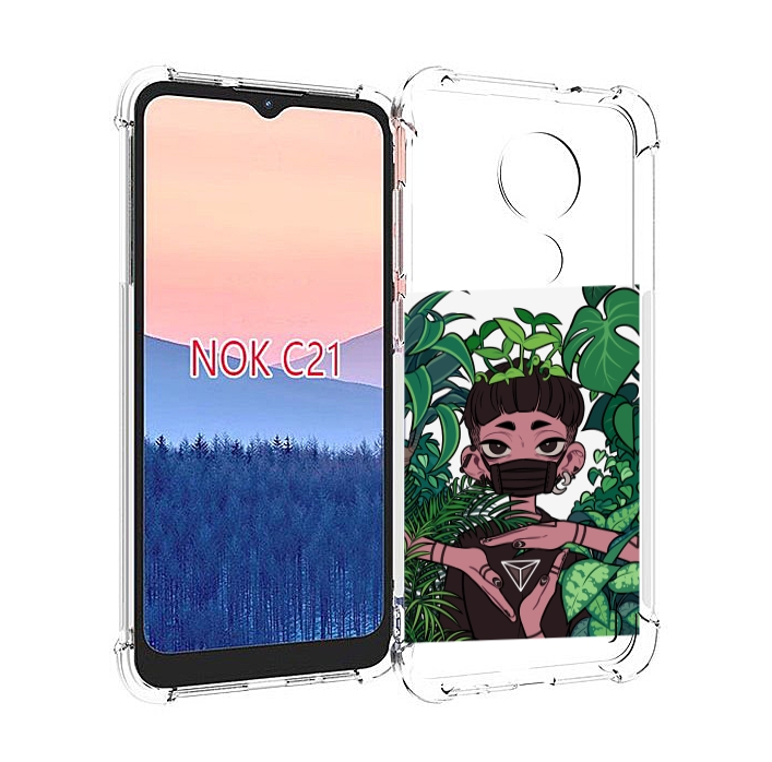 

Чехол MyPads девушка в природе женский для Nokia C21, Прозрачный, Tocco