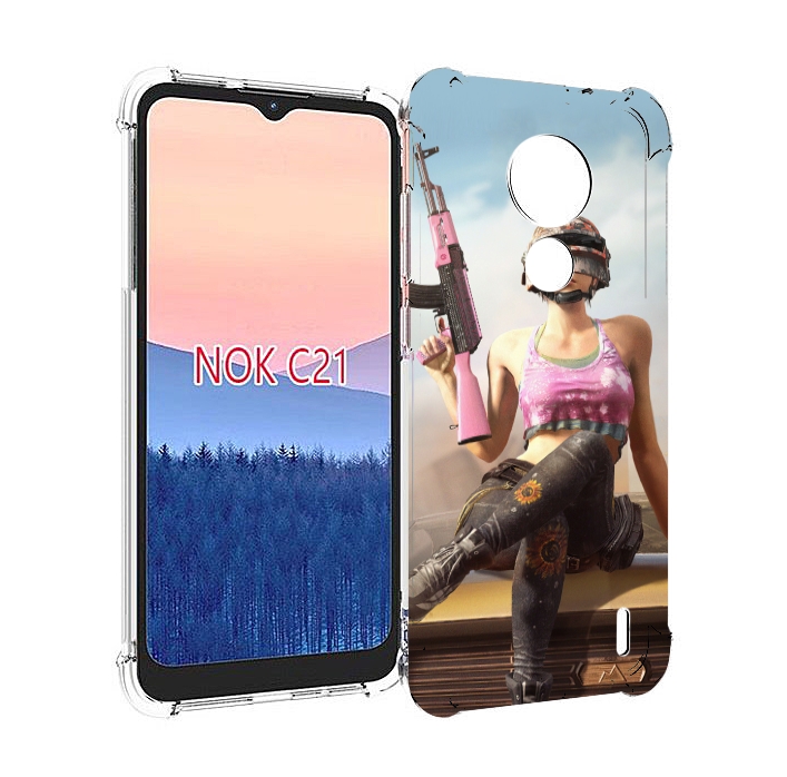 

Чехол MyPads девушка из PUBG для Nokia C21, Прозрачный, Tocco