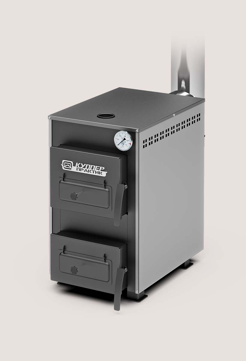 

Твердотопливный котел Теплодар Куппер Практик-8 В, 8 кВт, одноконтурный, Серый;черный