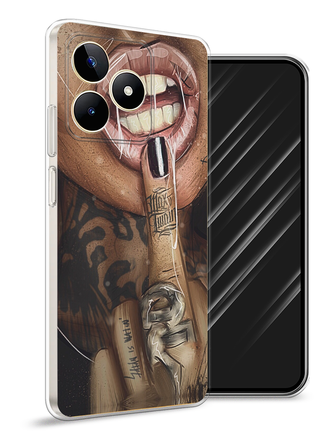 

Чехол Awog на Realme C53 "Девушка с татуировками", Бежевый;розовый;черный, 2514650-9