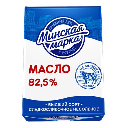 Сладкосливочное масло Минская марка 82,5% БЗМЖ 180 г