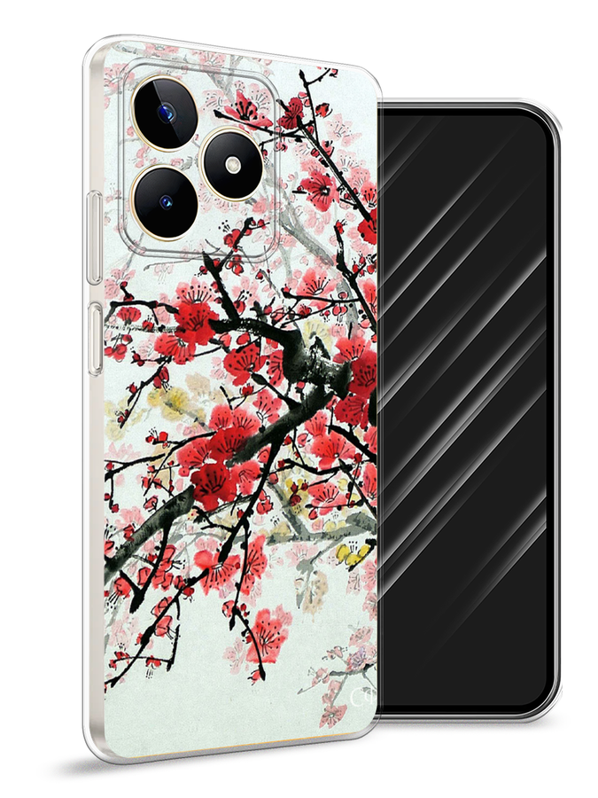 

Чехол Awog на Realme C53 "Сакура", Розовый;черный, 2514650-4