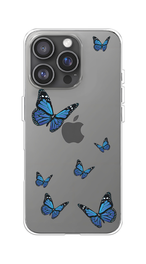 

Чехол на Apple iPhone 16 Pro "Blue butterflies", Синий;черный, 16250-1