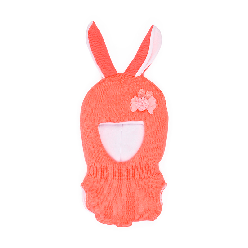 фото Шапка шлем для девочки baziator зайчик, красная размер 50-52 cl0047q
