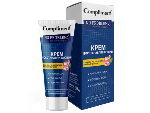 

Крем Compliment No problem с АНА-ВНА-РНА кислотами и чайным деревом, 50 мл