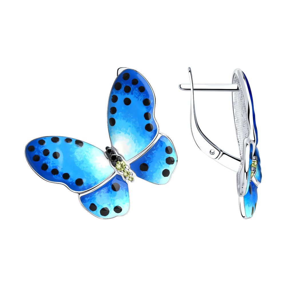 

Серьги женские из серебра SOKOLOV 94024380, фианит/эмаль, 94024380