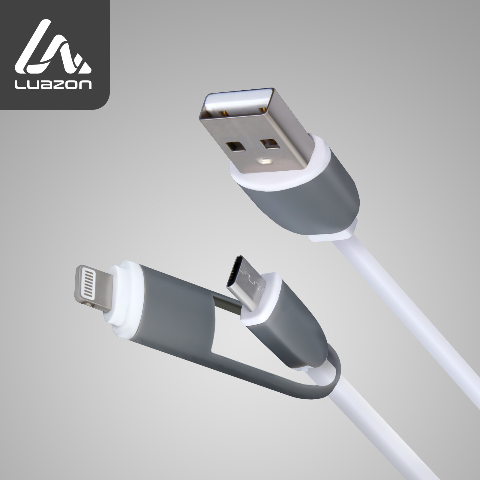 Кабель Luazon  Lightning; micro USB - USB 0,9 м, белый