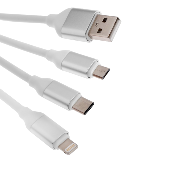 

Кабель 3 в 1 Smartbuy USB-microUSB/Lightning/Type-C, 3 А, 1.2 м, белый