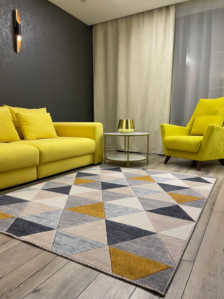 

Ковер на пол STAR CARPET с ворсом для комнаты 100х150 см, 3NGLS1015, Triangles