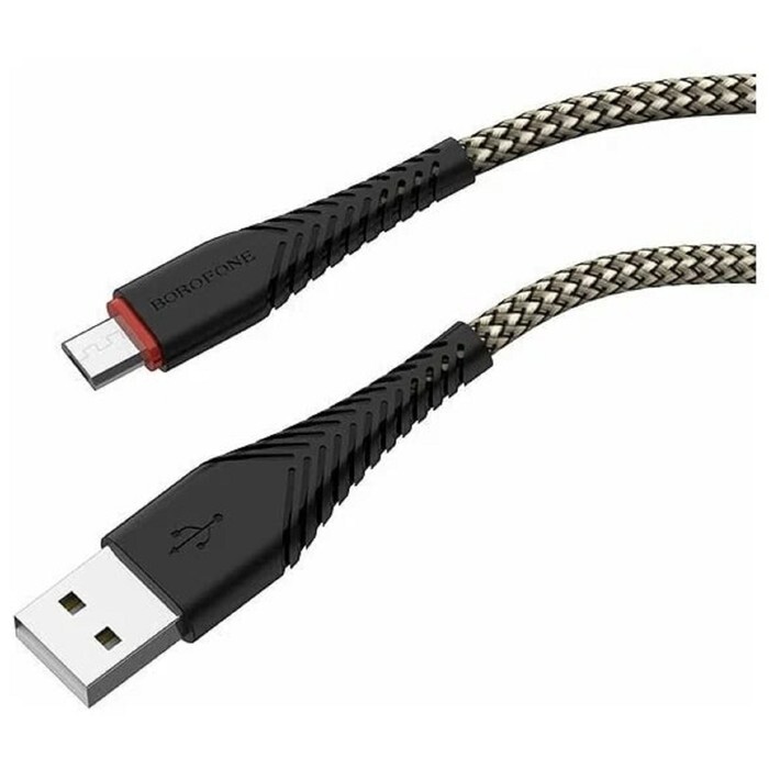 Кабель Borofone BX1 USB - Micro USB PVC оплётка, 2.4A, 1 м, черный