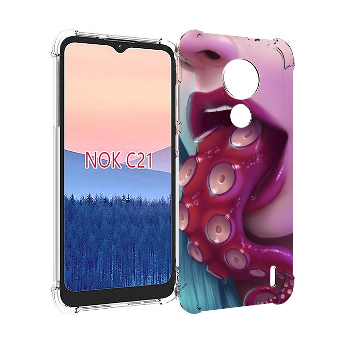 

Чехол MyPads девушка с щупальцой женский для Nokia C21, Прозрачный, Tocco