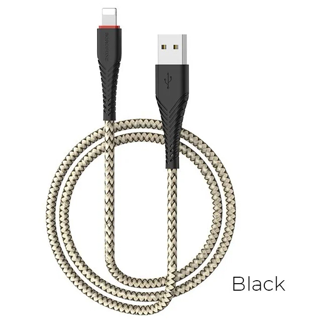 

Кабель Borofone BX25 USB - Lightning нейлоновая оплётка, 2.4A, 1 м, черный