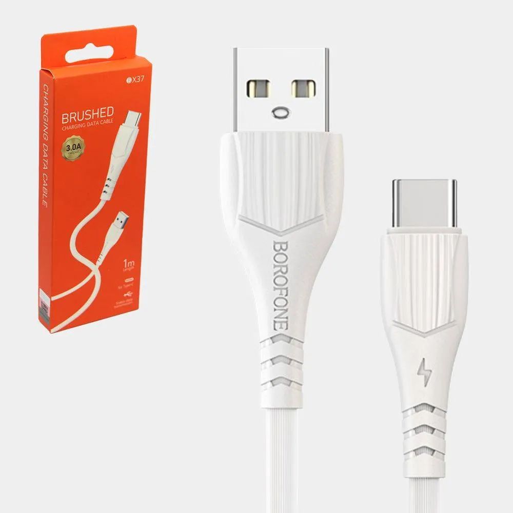 

Кабель Borofone BX37 USB - Type-C PVC оплётка, 3А, 1 м, белый