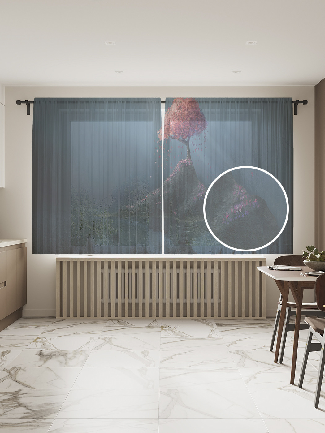 

Фототюль JoyArty "Одинокое дерево на острове", 145x180см (2 полотна с лентой + 50 крючков), Одинокое дерево на острове