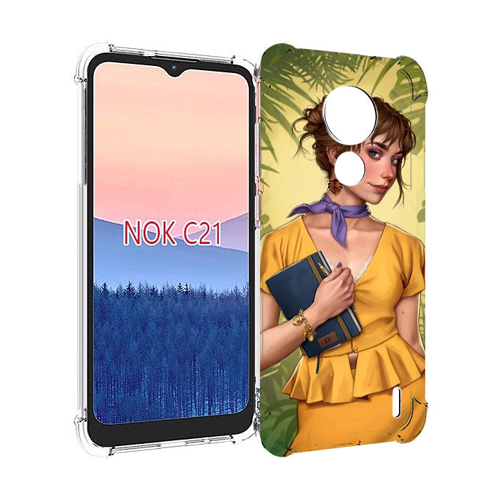 

Чехол MyPads девушка-в-зелени женский для Nokia C21, Прозрачный, Tocco