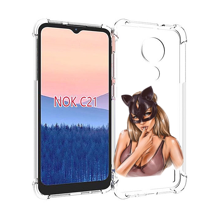 Чехол MyPads девушка-в-купальнике-с-маской-кошки женский для Nokia C21