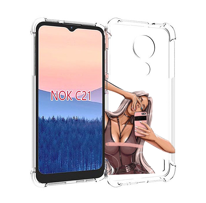 

Чехол MyPads девушка-в-прозрачной-одежде для Nokia C21, Прозрачный, Tocco
