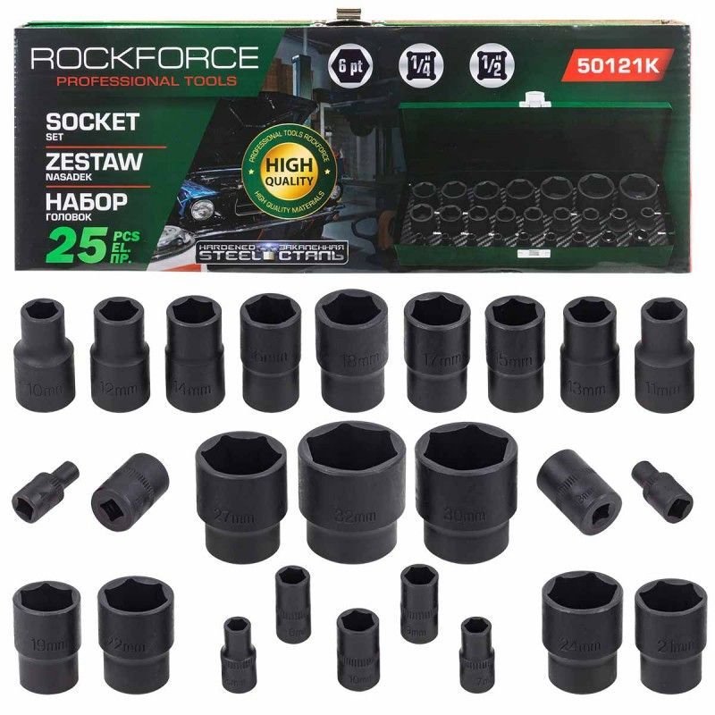 Набор торцевых головок ROCKFORCE RF-50121K 25 штук 2649₽