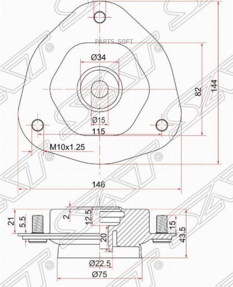 

SAT ST-48609-32170 Опора передней стойки TOYOTA VISTA/VISTA ARDEO 98- 1шт