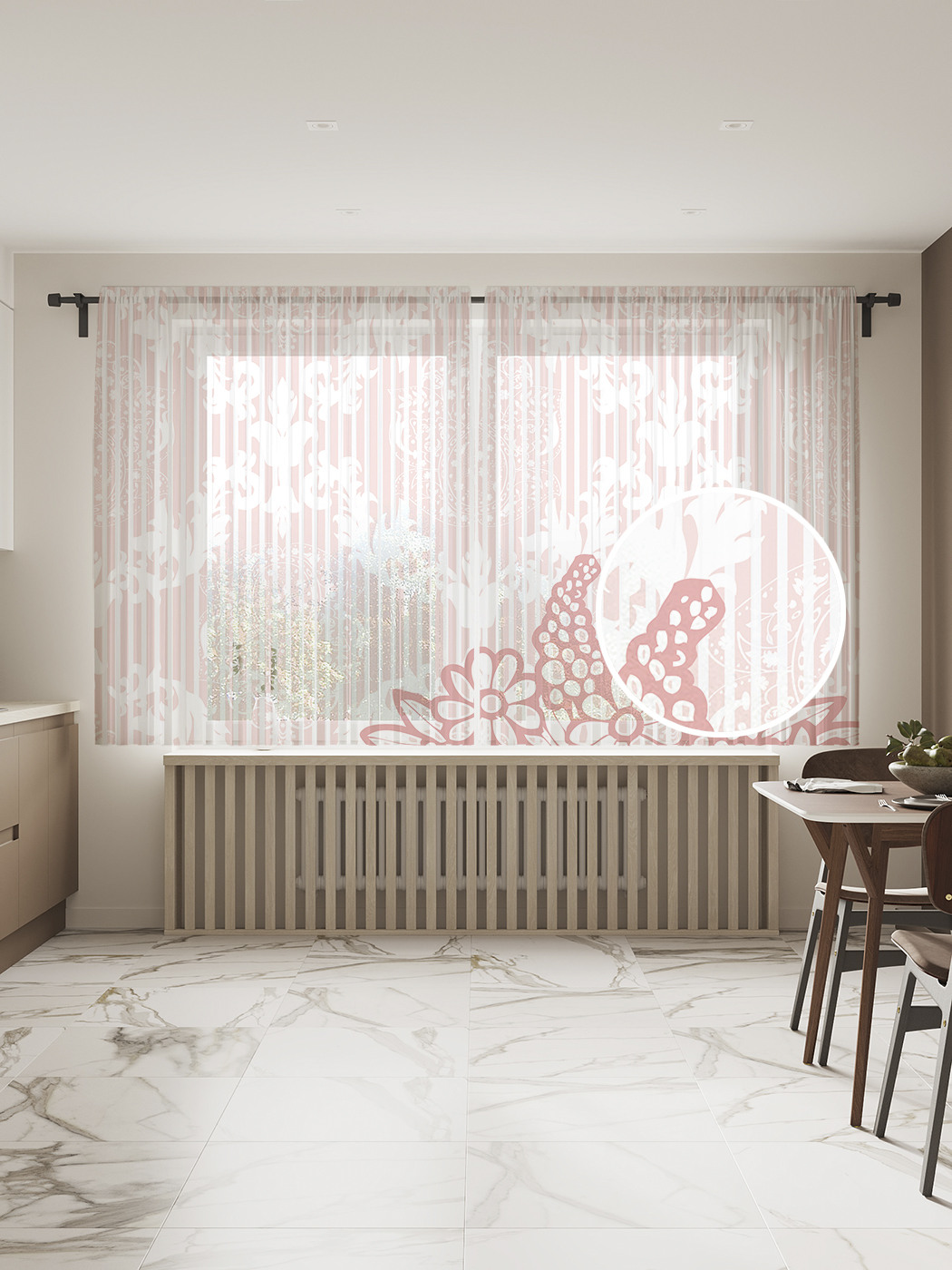 

Фототюль JoyArty "Букет на орнаментах", 145x180см (2 полотна с лентой + 50 крючков), Букет на орнаментах