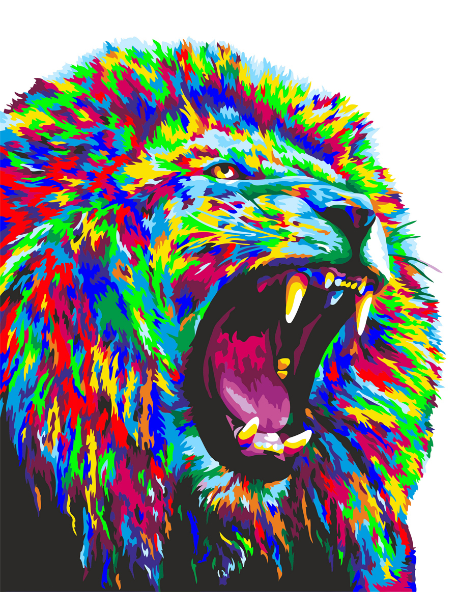 фото Картина по номерам русская живопись неоновый лев 50х40см