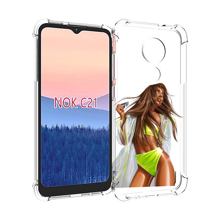 

Чехол MyPads девушка-модель-мулатка для Nokia C21, Прозрачный, Tocco