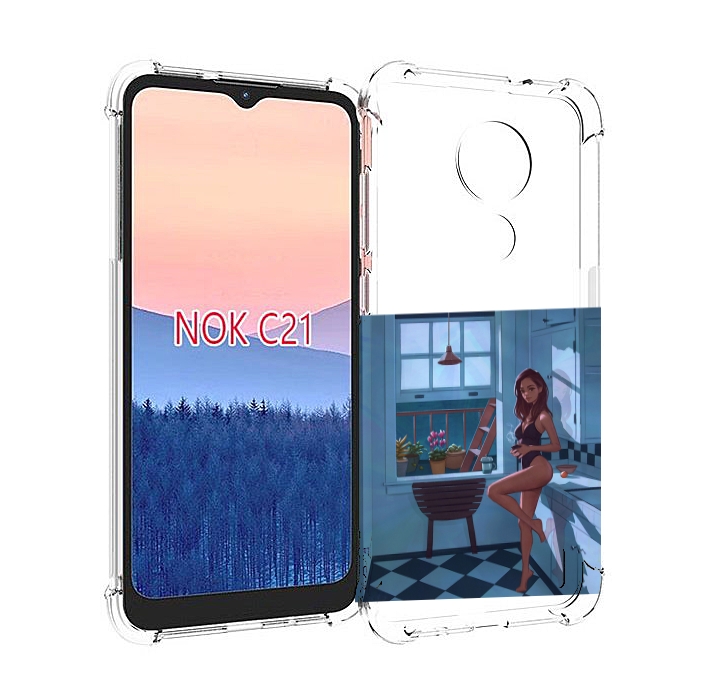 

Чехол MyPads девушка-на-кухне для Nokia C21, Прозрачный, Tocco
