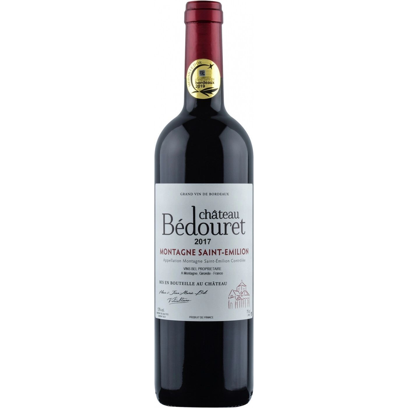 Вино красное сухое Vins Bel Chateau Bedouret Montagne-Saint-Emilion AOC 13% 0,75л Франция