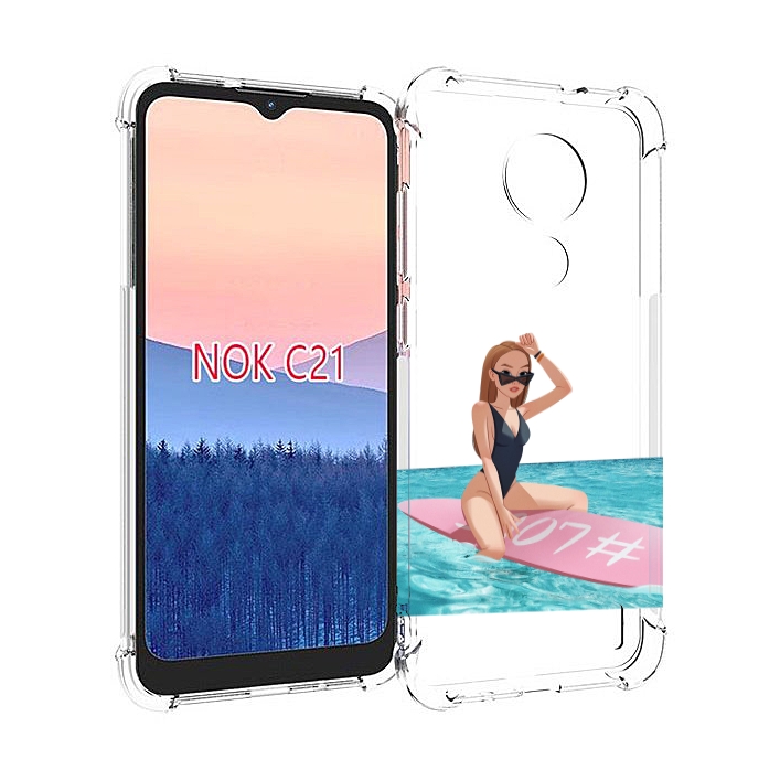 

Чехол MyPads девушка-на-серфе женский для Nokia C21, Прозрачный, Tocco