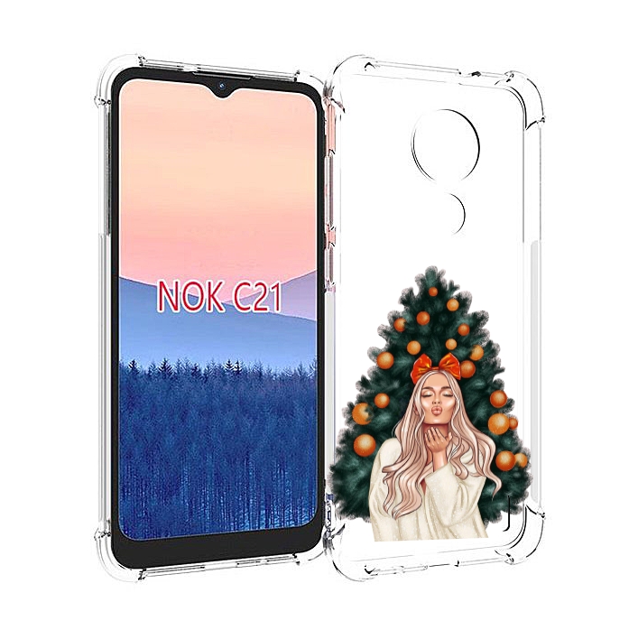 

Чехол MyPads девушка-под-елкой-с-мандаринами женский для Nokia C21, Прозрачный, Tocco