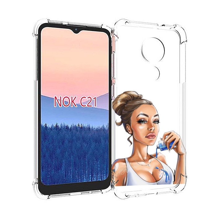 

Чехол MyPads девушка-пролила-краску женский для Nokia C21, Прозрачный, Tocco