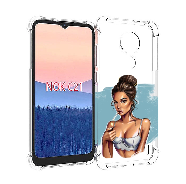 

Чехол MyPads девушка-с-зажигалкой для Nokia C21, Прозрачный, Tocco