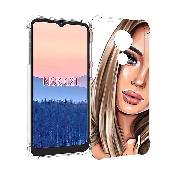 

Чехол MyPads девушка-с-каре женский для Nokia C21, Прозрачный, Tocco