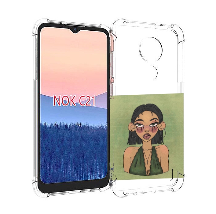 

Чехол MyPads девушка-с-каре-и-тату для Nokia C21, Прозрачный, Tocco