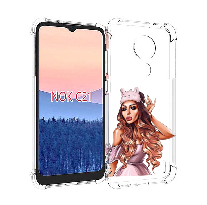 

Чехол MyPads девушка-с-маской-для-сна женский для Nokia C21, Прозрачный, Tocco