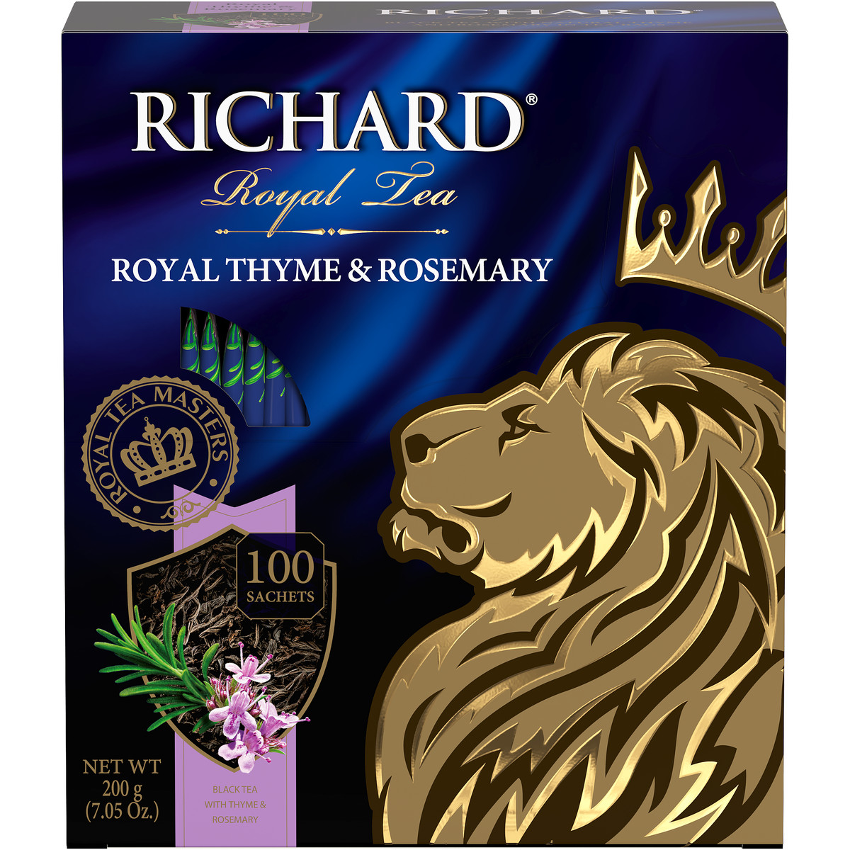 

Чай RICHARD Royal Thyme & Rosemary, черный с чабрецом и розмарином, 100 пакетиков по 2 г