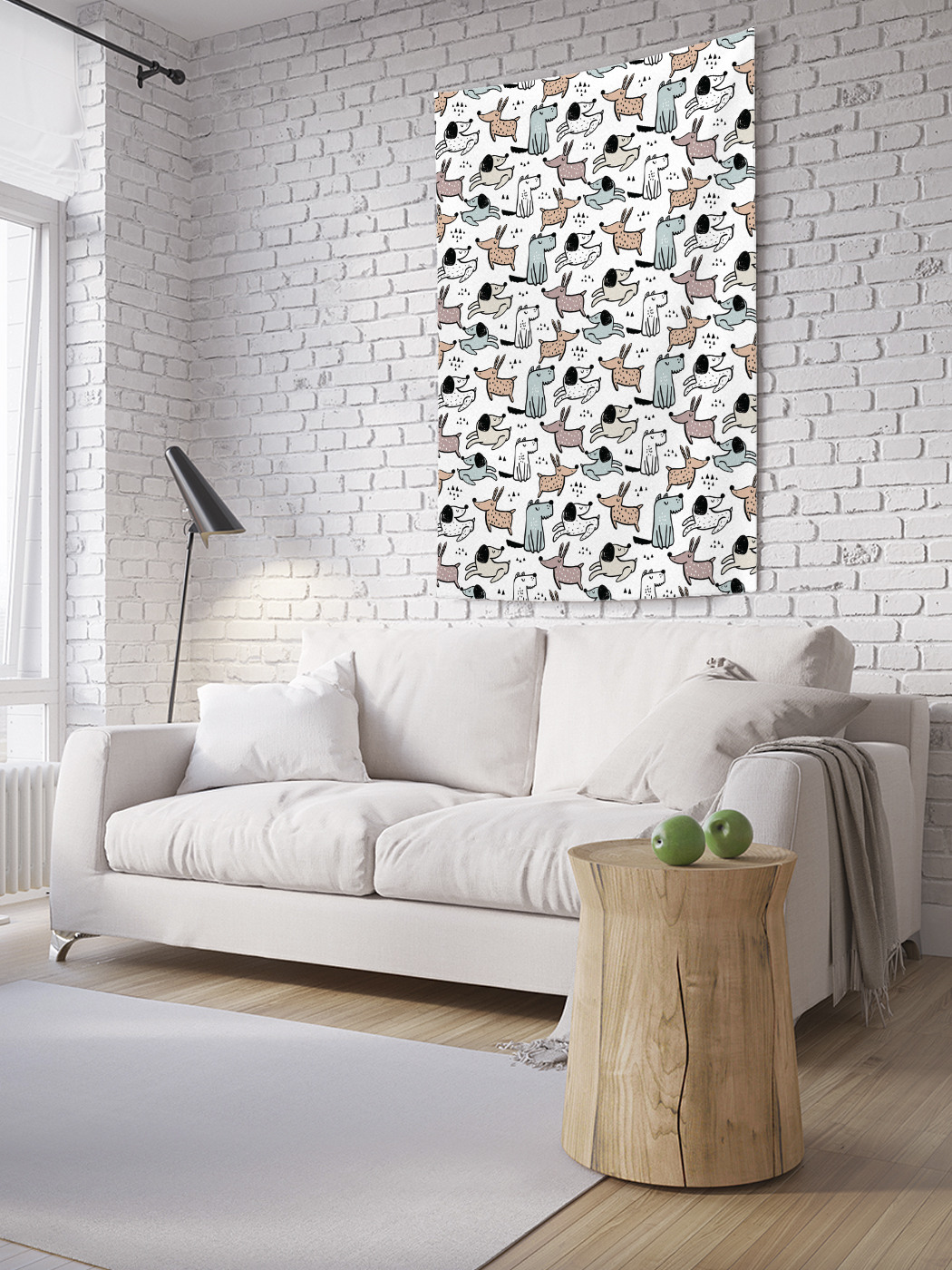 

Вертикальное фотопанно на стену JoyArty Собаки на белом 100x150 см, Собаки на белом