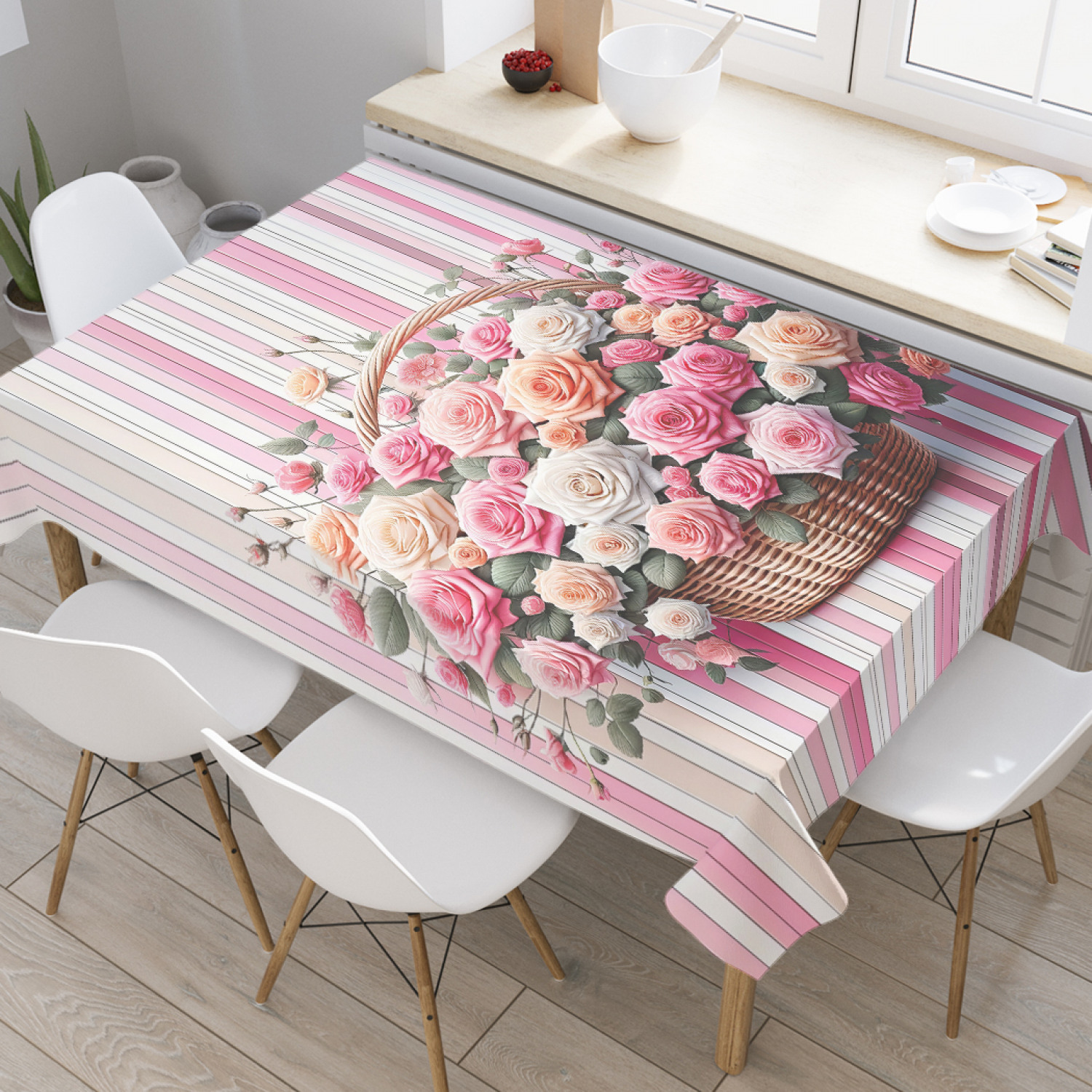 

Скатерть JoyArty Корзина роз 180х145, tcox_sd3238_180x145, Розовый