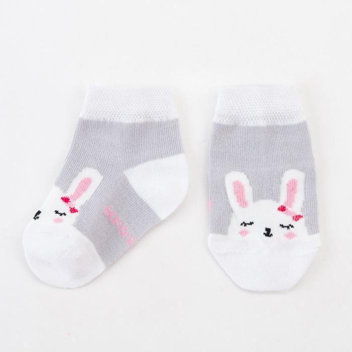 

Носки детские Крошка Я «Зайка», цвет серый, 12-14 см, Милые зверята