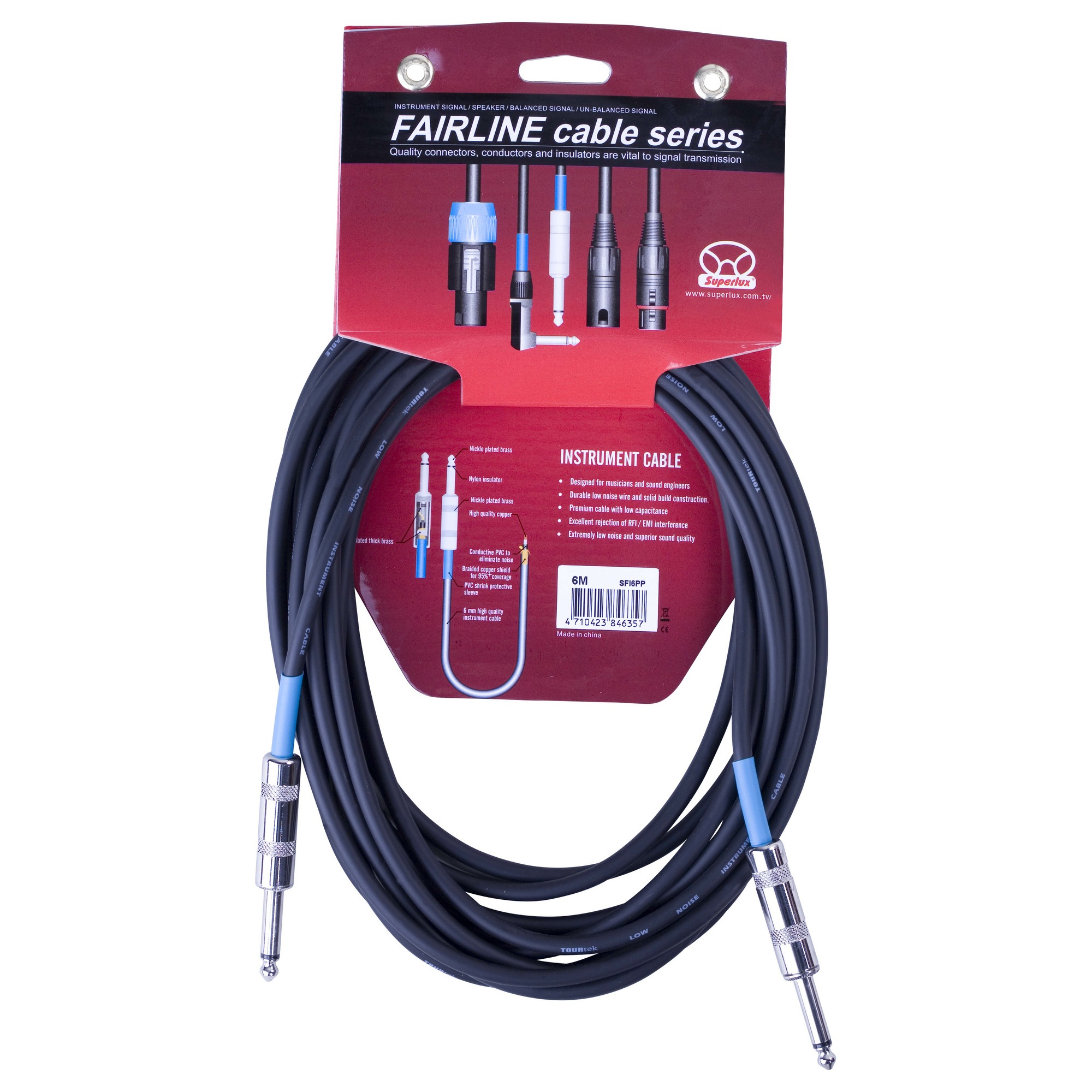 

Кабель аудио 1xJack - 1xJack SUPERLUX SFI6PP, SFI6PP