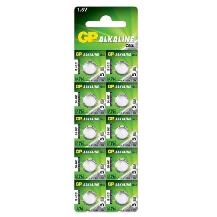 

Батарейка GP ALKALINE AG13 (L1154, LR44, 303, 357), 1.5 В в блистере 10 штук, 15785, ALKALINE AG13