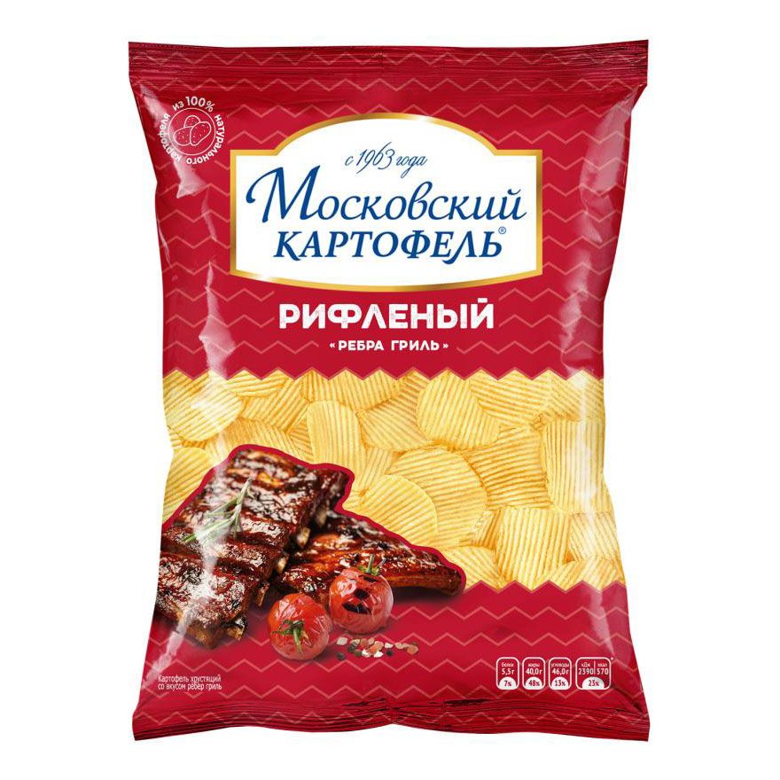 

Чипсы картофельные Московский Картофель ребрышки-гриль 120 г