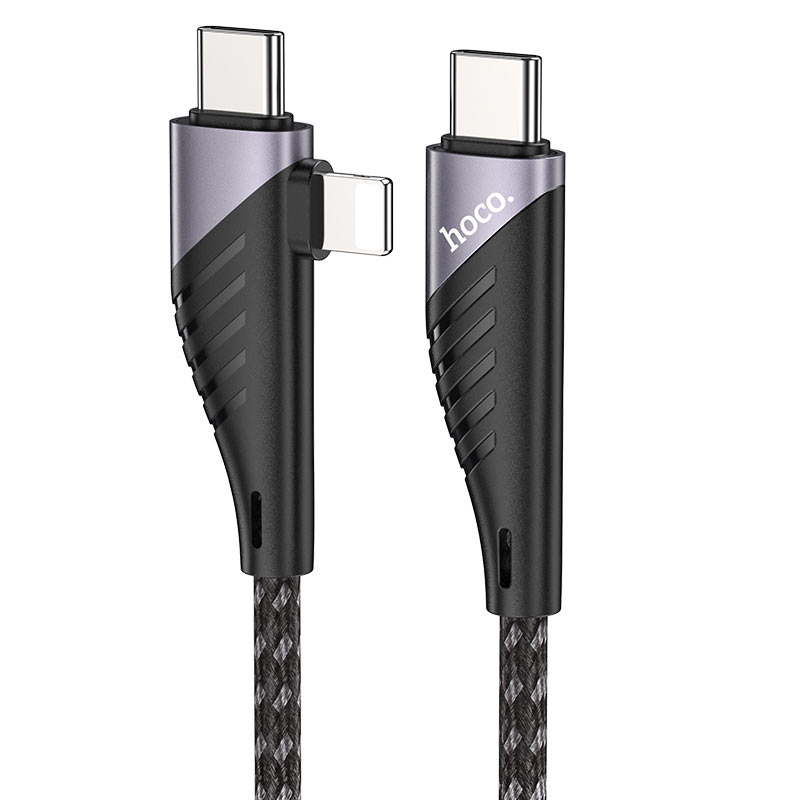 

Кабель Hoco U95 Type-C - Type-C/Lightning 60 Вт, 3 А, 1.2 м, черный